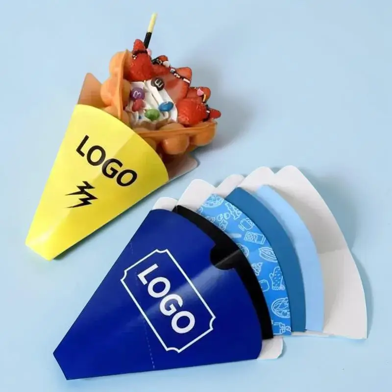Custom Printed Waffle Ice Cream Paper Cones Packaging Bulk Supplier